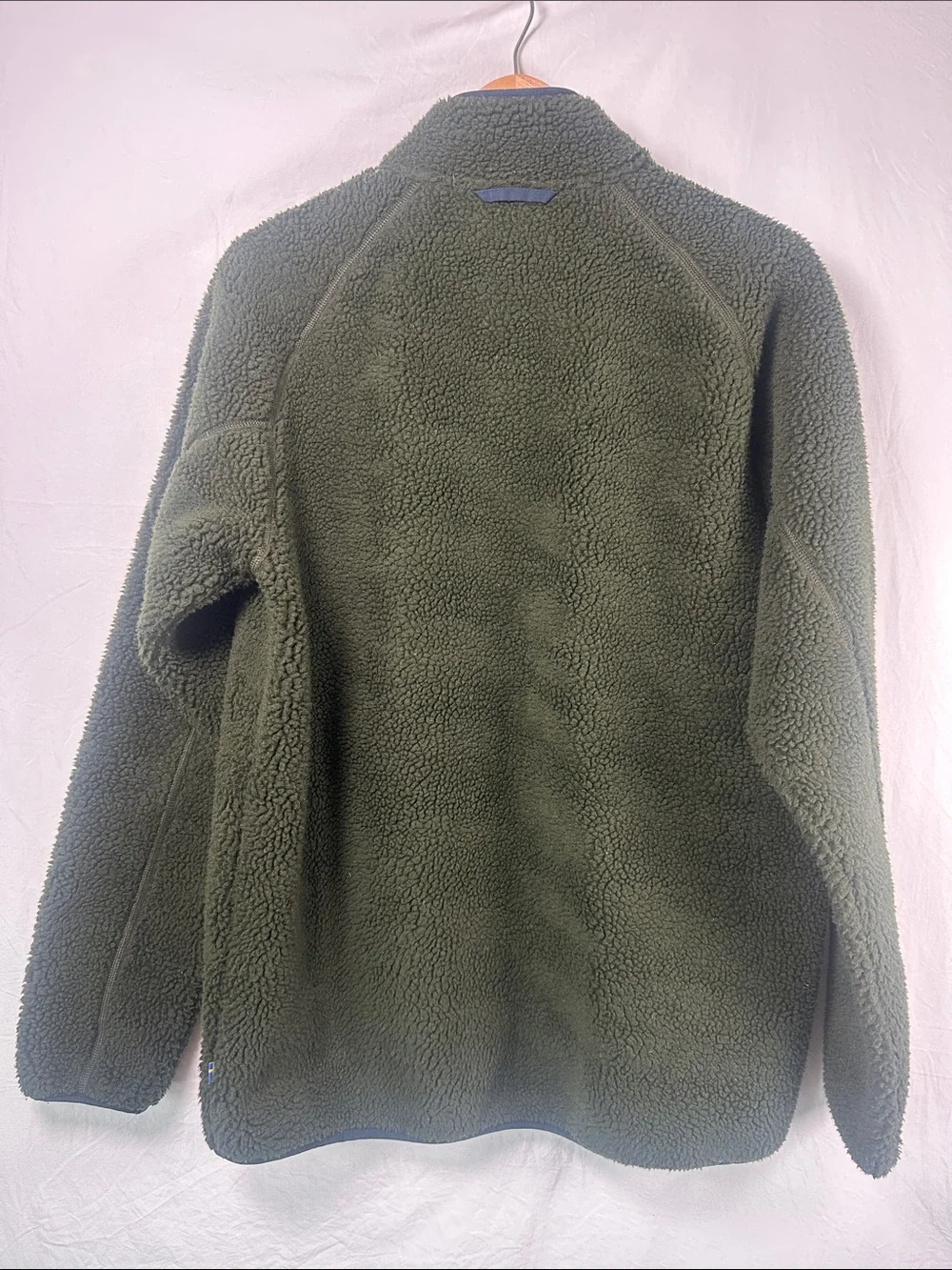Fjallraven Olive Green Sherpa Jacket with Navy Chest Pocket